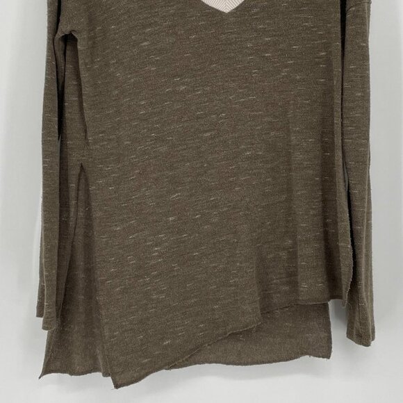 Wilfred heathered brown white vneck Sherbrooke top - Picture 6 of 16